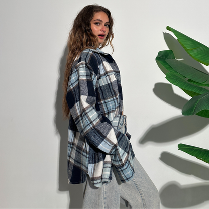 Winter Blue Shades Plaid Shirt