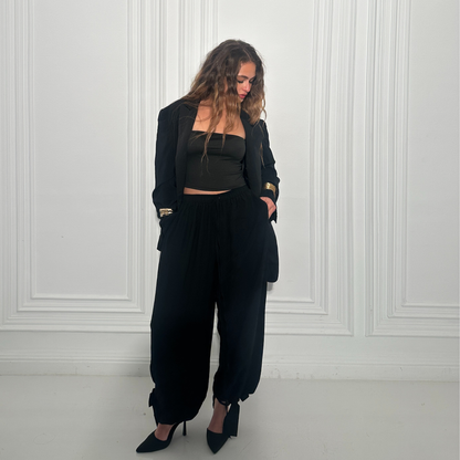 Ankle-tie palazzo pants