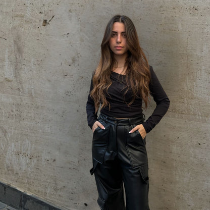 cargo faux leather pants