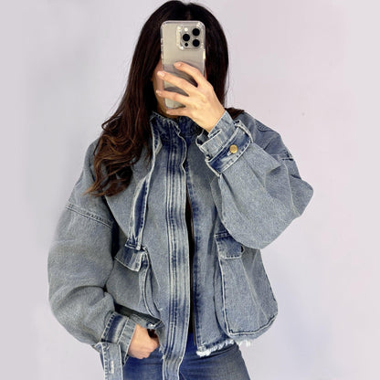 Oversized denim jacket - Maron