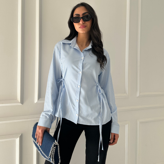 Elegant striped Tie-Waist Blouse