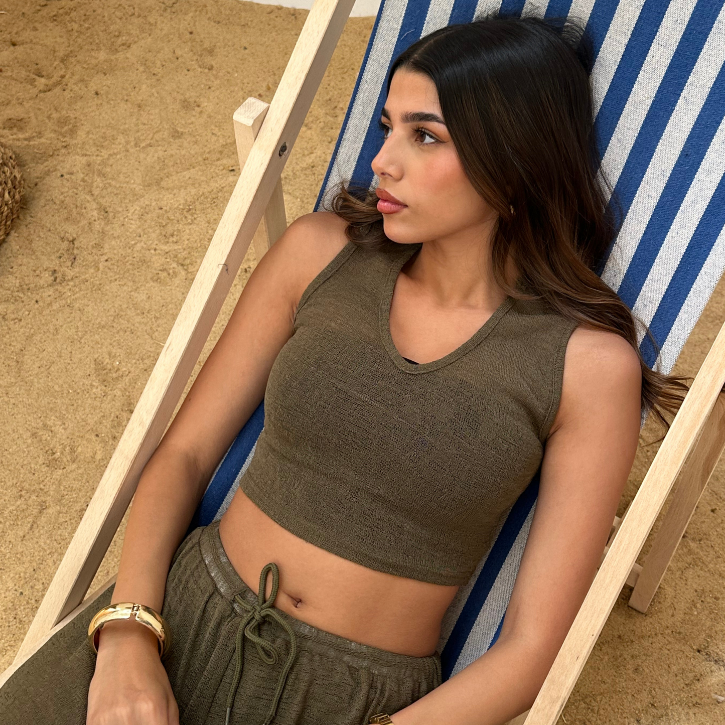 Olive See-through summer top