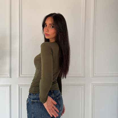 Olive Basic Long Sleeve Top
