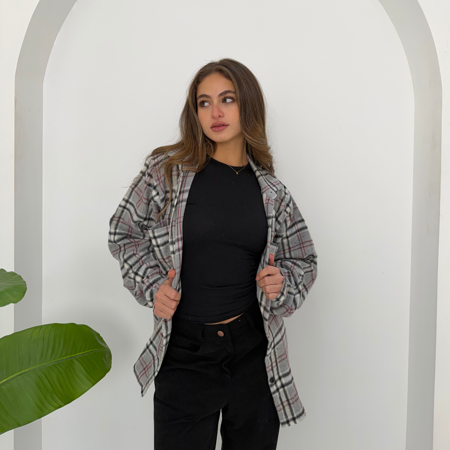 Light Grey Plaid Shirt