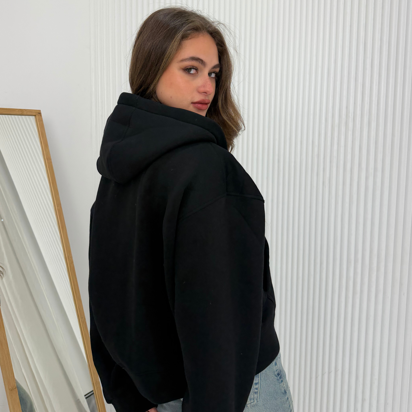 Black Oversized Zip-Up Hoodie