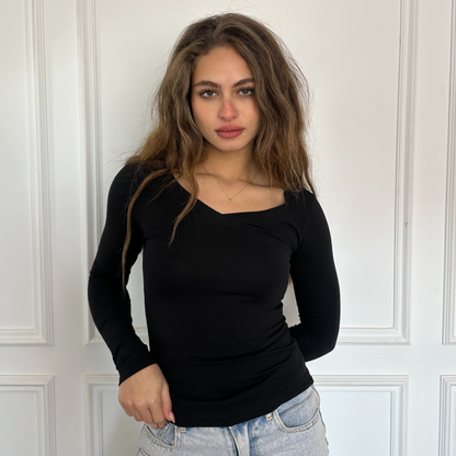 Black V-Neck Long sleeves top