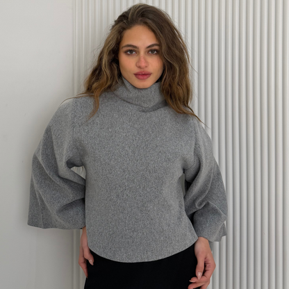 Gray Jumper with Wide Sleeves