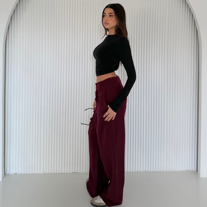 Burgundy straight-leg Formal pants