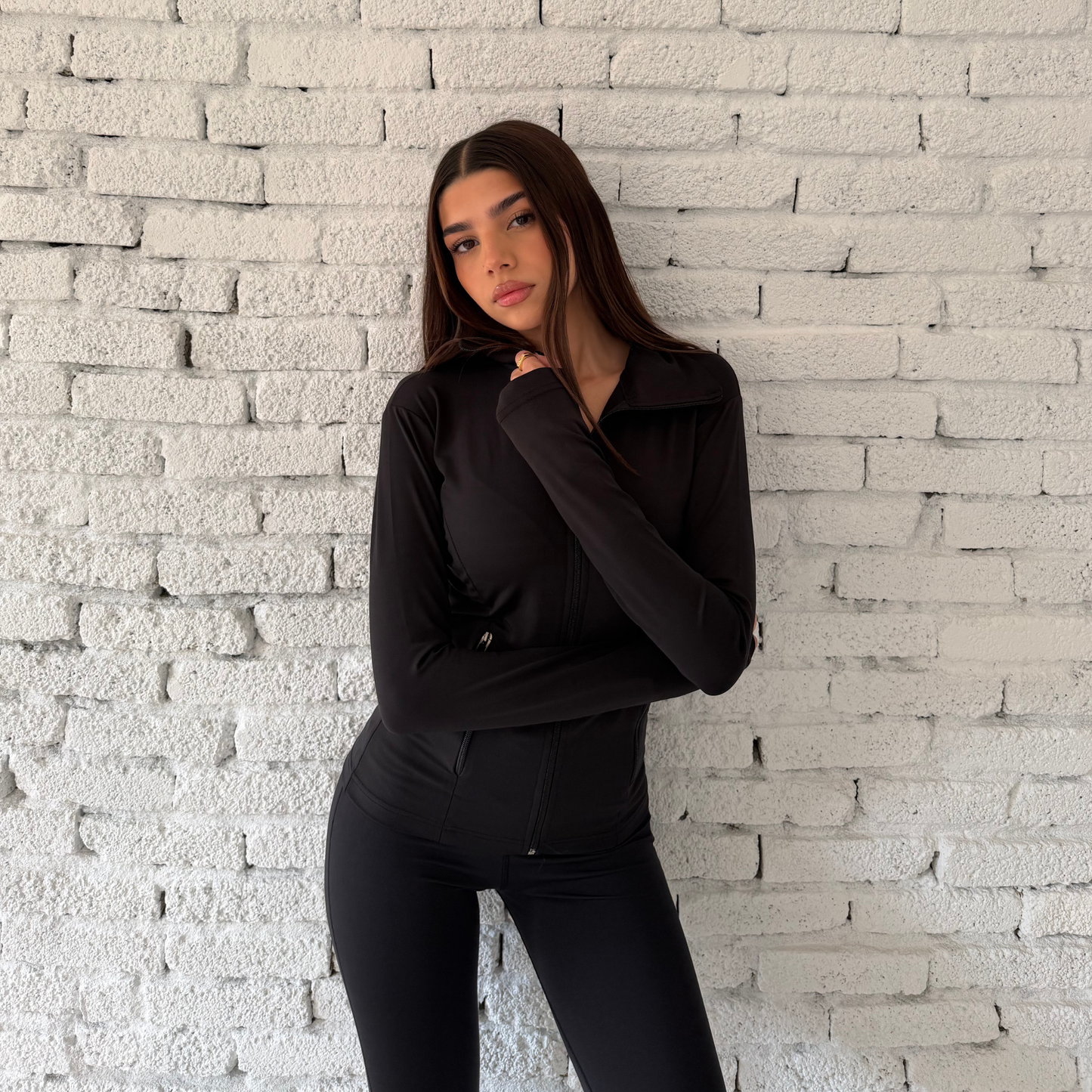 Black Contour Zip-Front Pilates Jacket