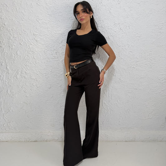 Black Tailord Flare With Front Pockets Pants