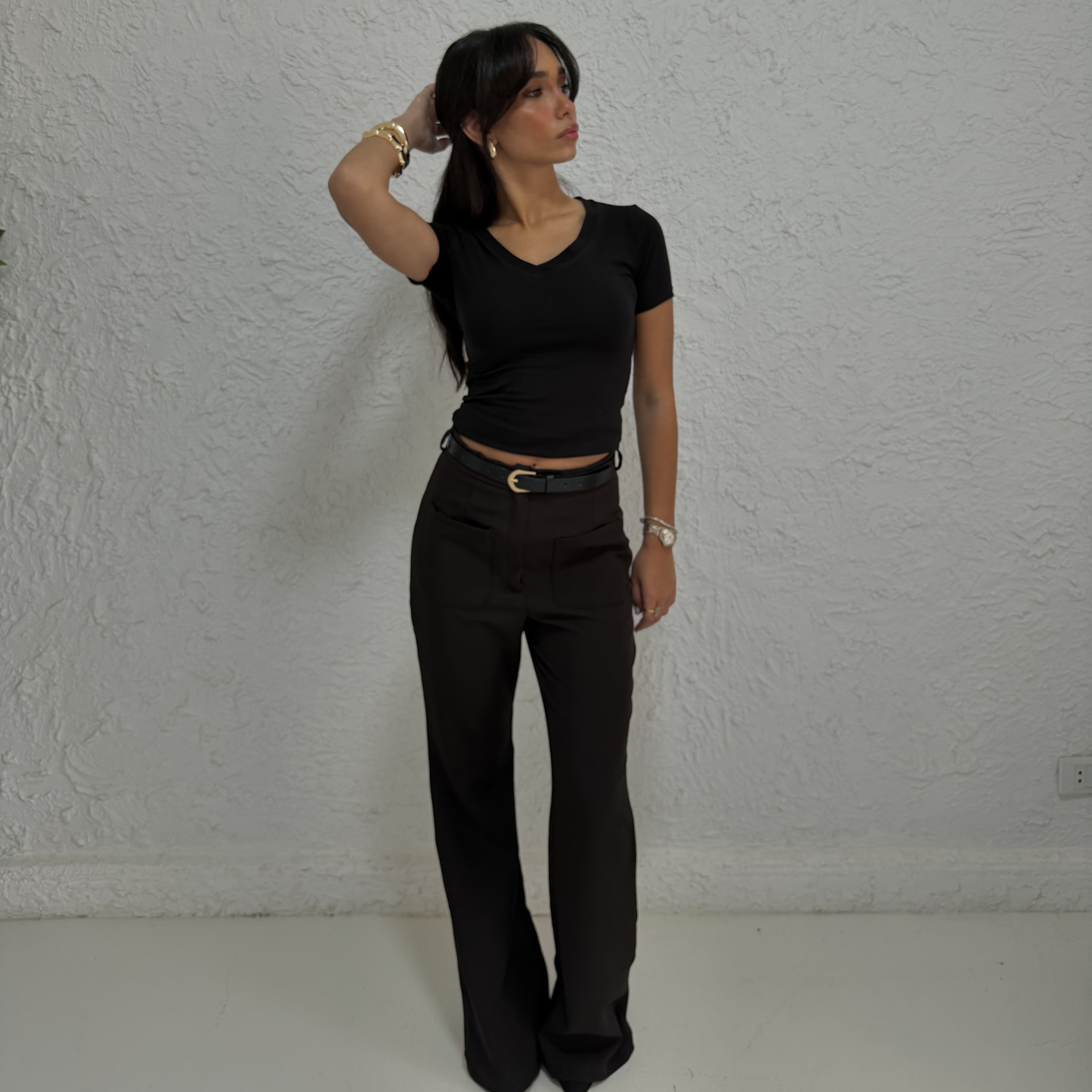 Black Tailord Flare With Front Pockets Pants