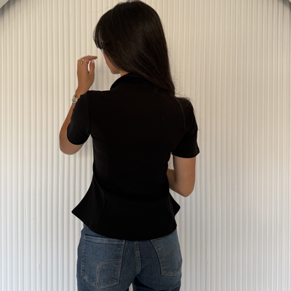 Black Sculpt Zip Top