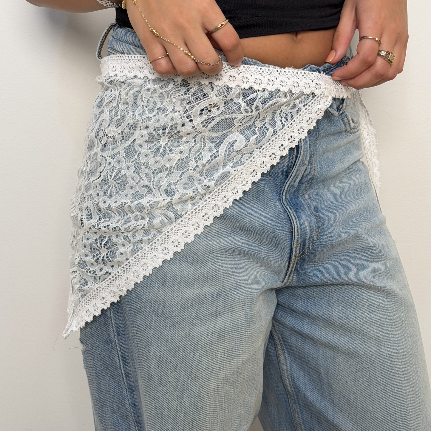 White Lace Scarf Belt