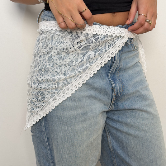 White Lace Scarf Belt