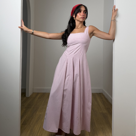 Pink Pinstriped Maxi Dress