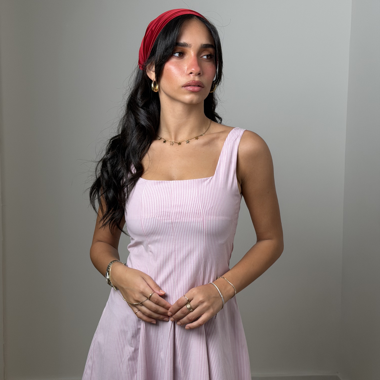 Pink Pinstriped Maxi Dress