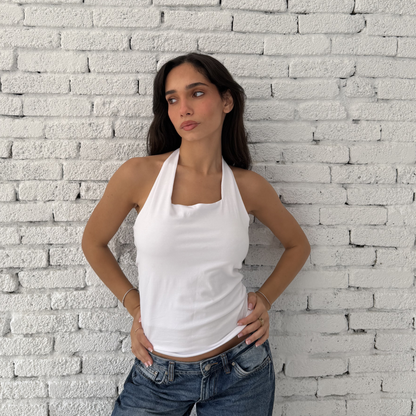 White Basic Halter Neck