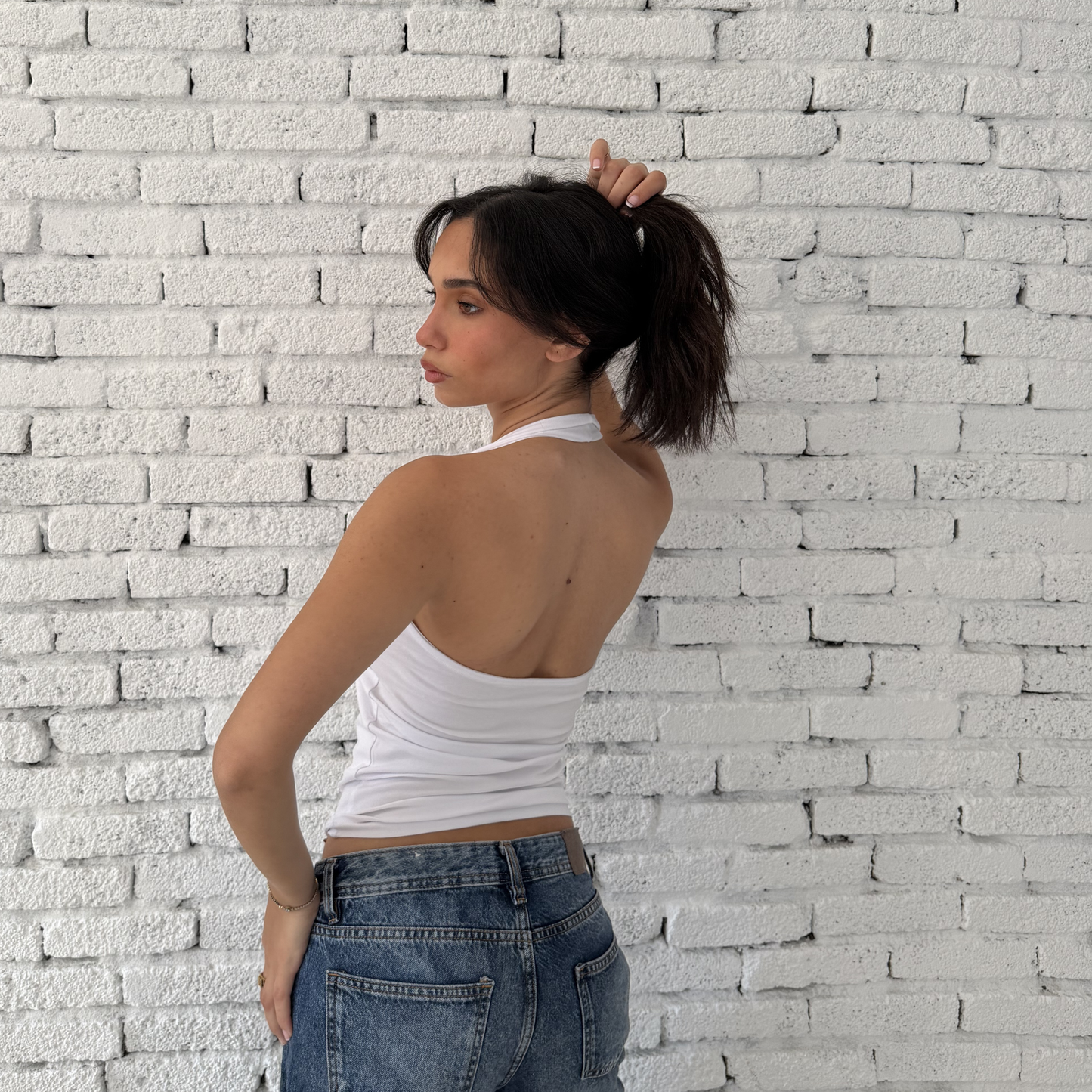 White Basic Halter Neck