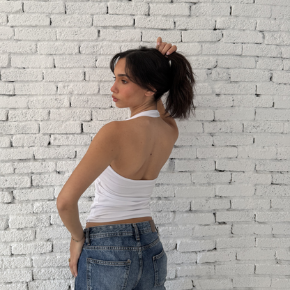 White Basic Halter Neck