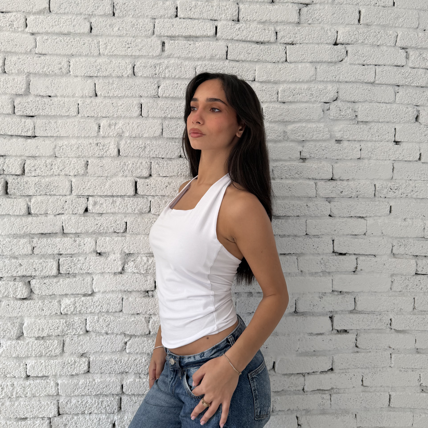 White Basic Halter Neck