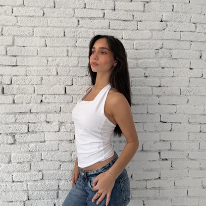 White Basic Halter Neck