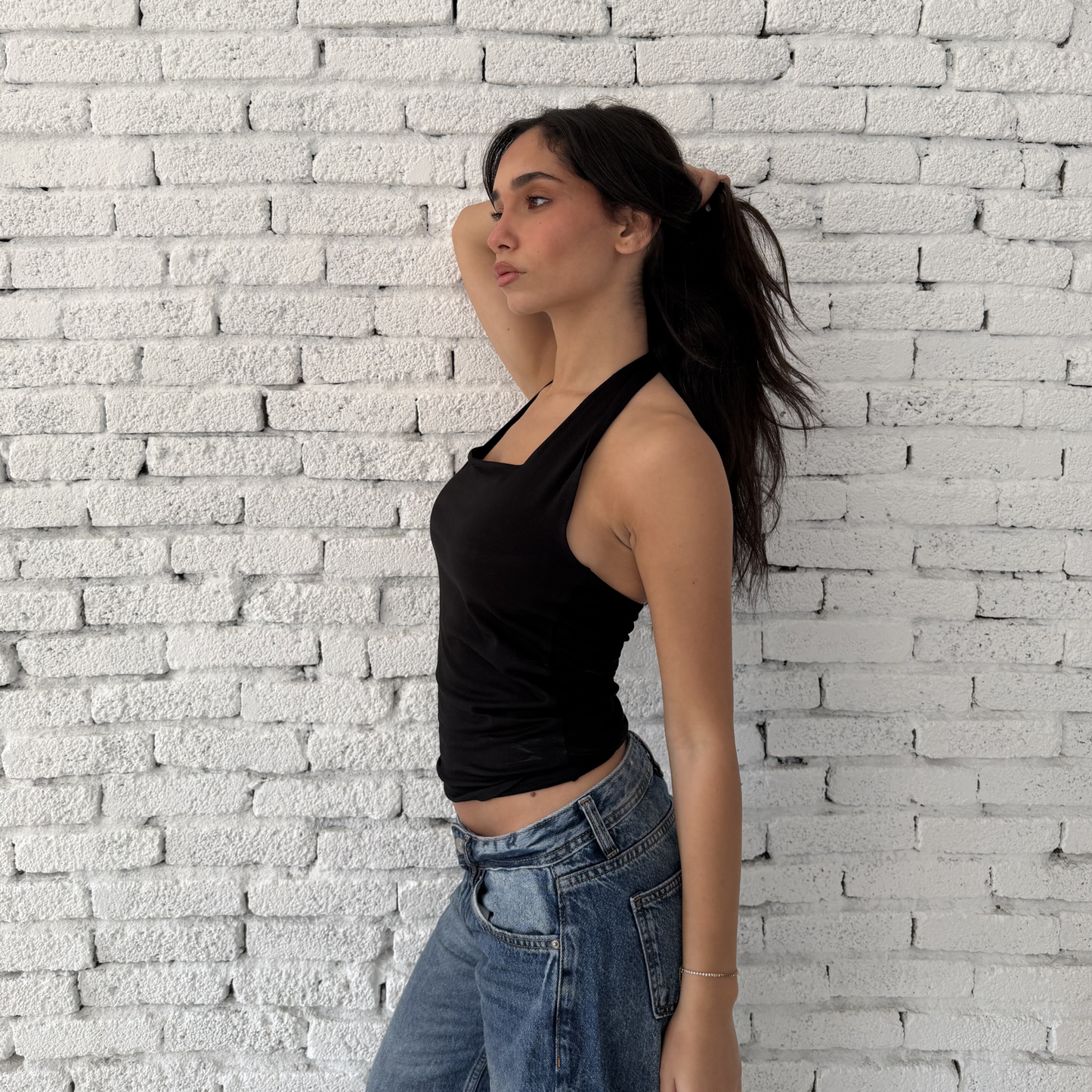 Black Basic Halter Neck