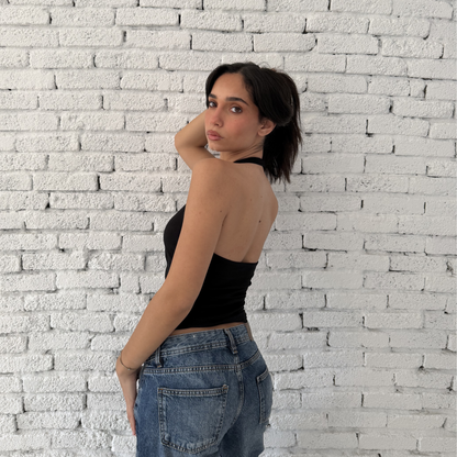 Black Basic Halter Neck