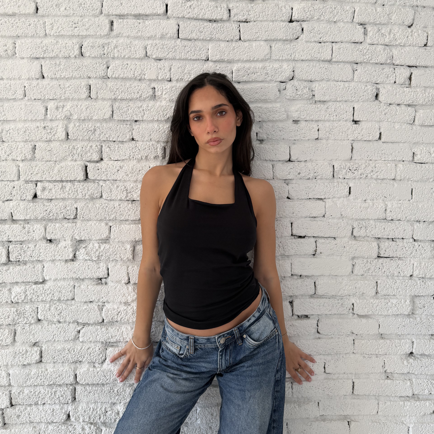 Black Basic Halter Neck