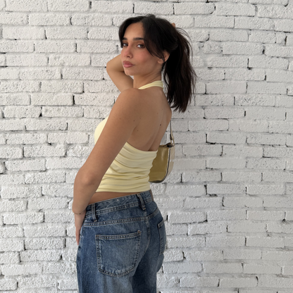 Butter Yellow Basic Halter Neck