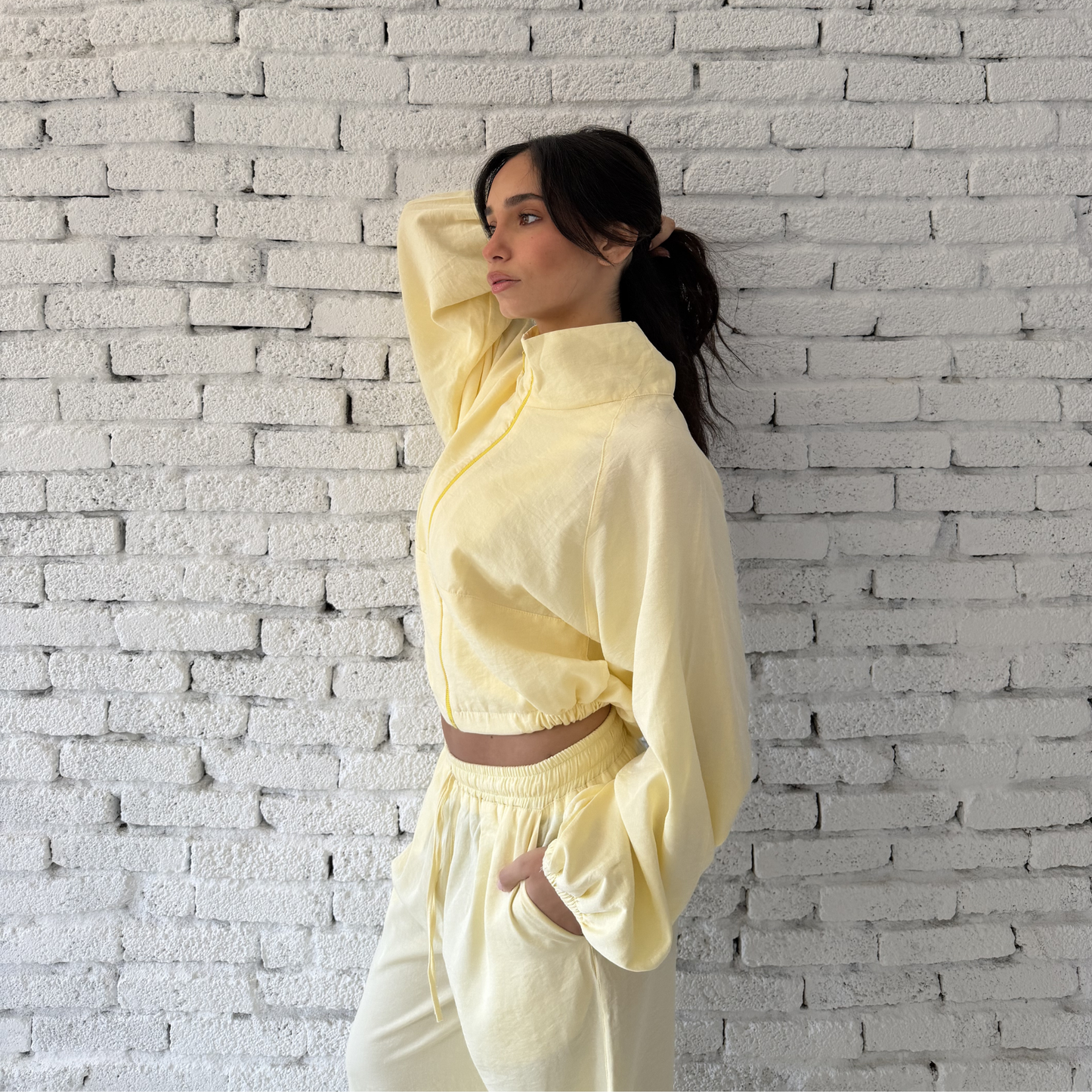 Yellow Zip-Up Summer Linen Jacket