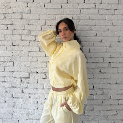 Yellow Zip-Up Summer Linen Jacket