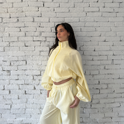 Yellow Zip-Up Summer Linen Jacket