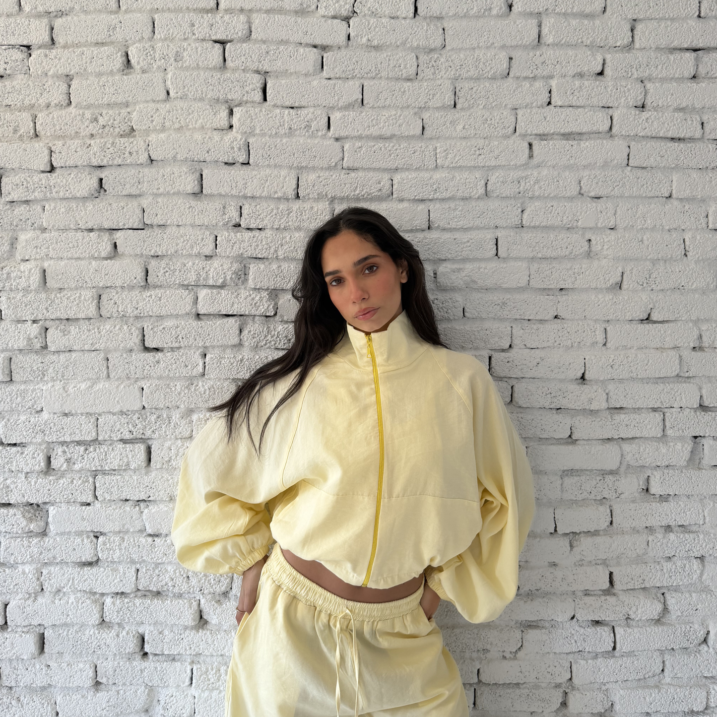 Yellow Zip-Up Summer Linen Jacket