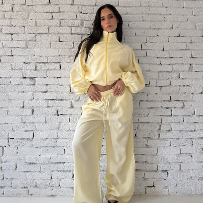 Yellow Zip-Up Summer Linen Jacket