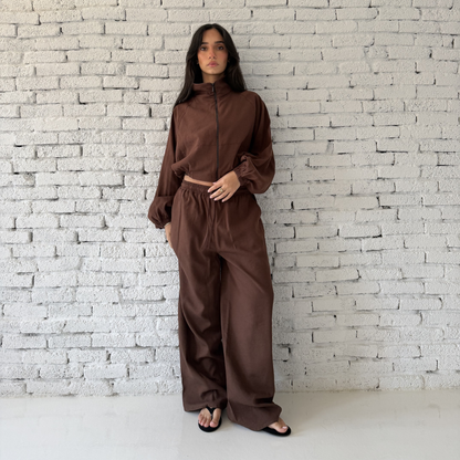 Brown Wide-Leg Linen pants