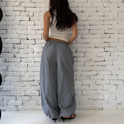 Gray Checkered Balloon Pants