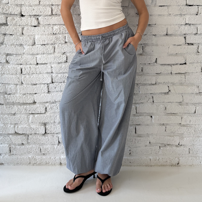 Gray Checkered Balloon Pants