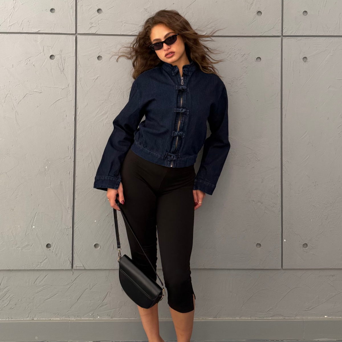 Fitted Denim Jacket With Frog Fastening