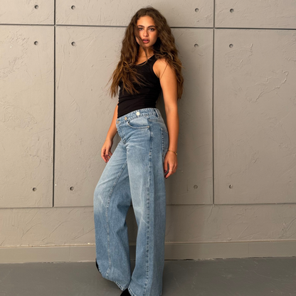 Low-Waist Blue Straight-Leg Denim Jeans
