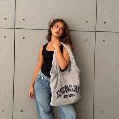 Gray Printed Oversized Tote Bag