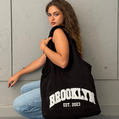 Black Printed Oversized Tote Bag