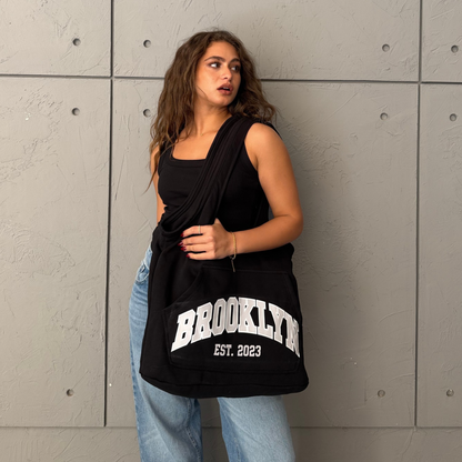Black Printed Oversized Tote Bag