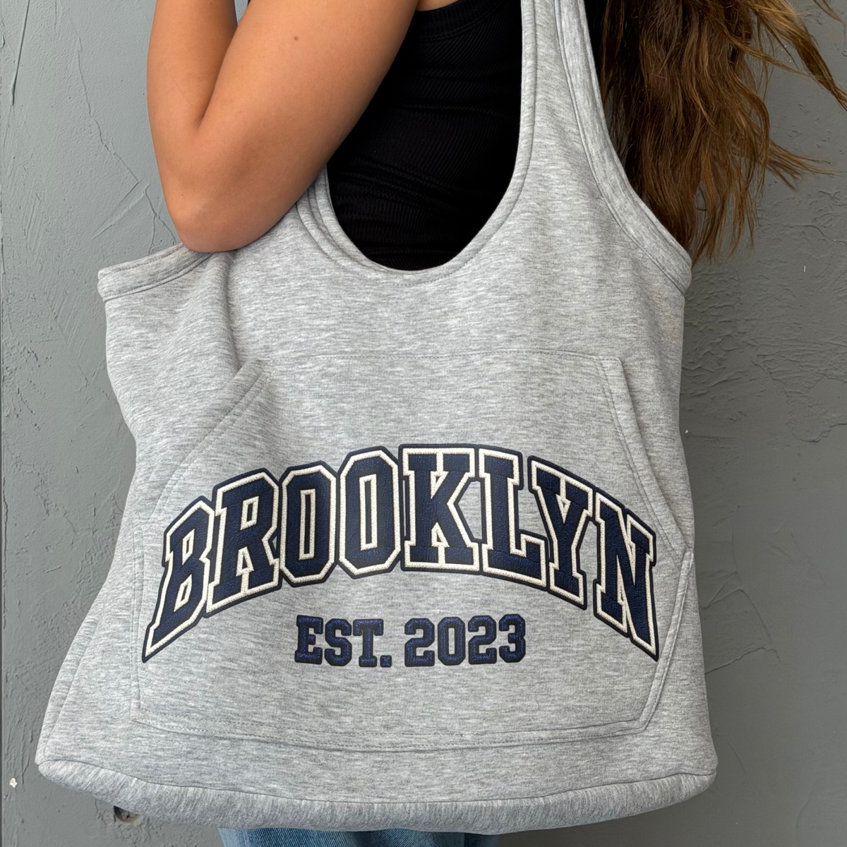 Gray Printed Oversized Tote Bag
