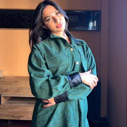 Green Corduroy Oversized Shirt