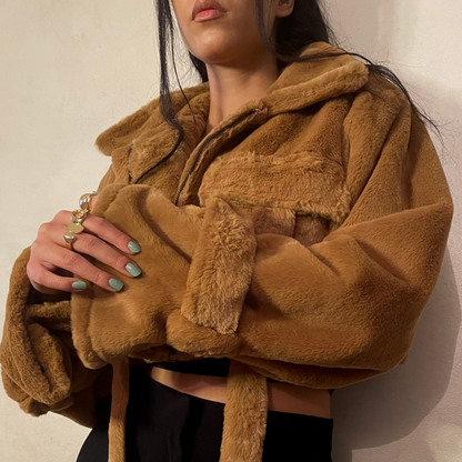 Camel Short Fur Jacket