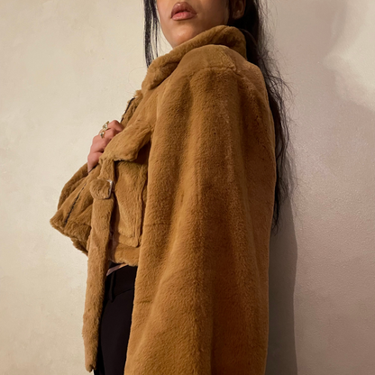 Camel Short Fur Jacket