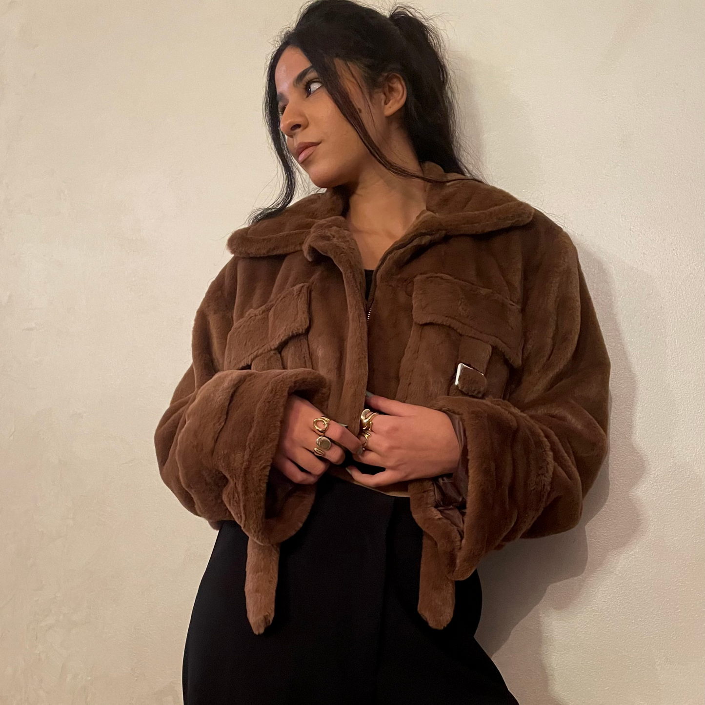 Brown Short Fur Jacket