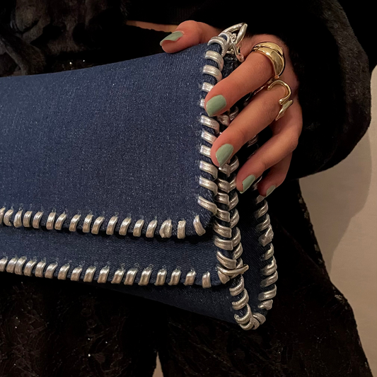 Denim clutch bag