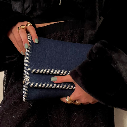 Denim clutch bag