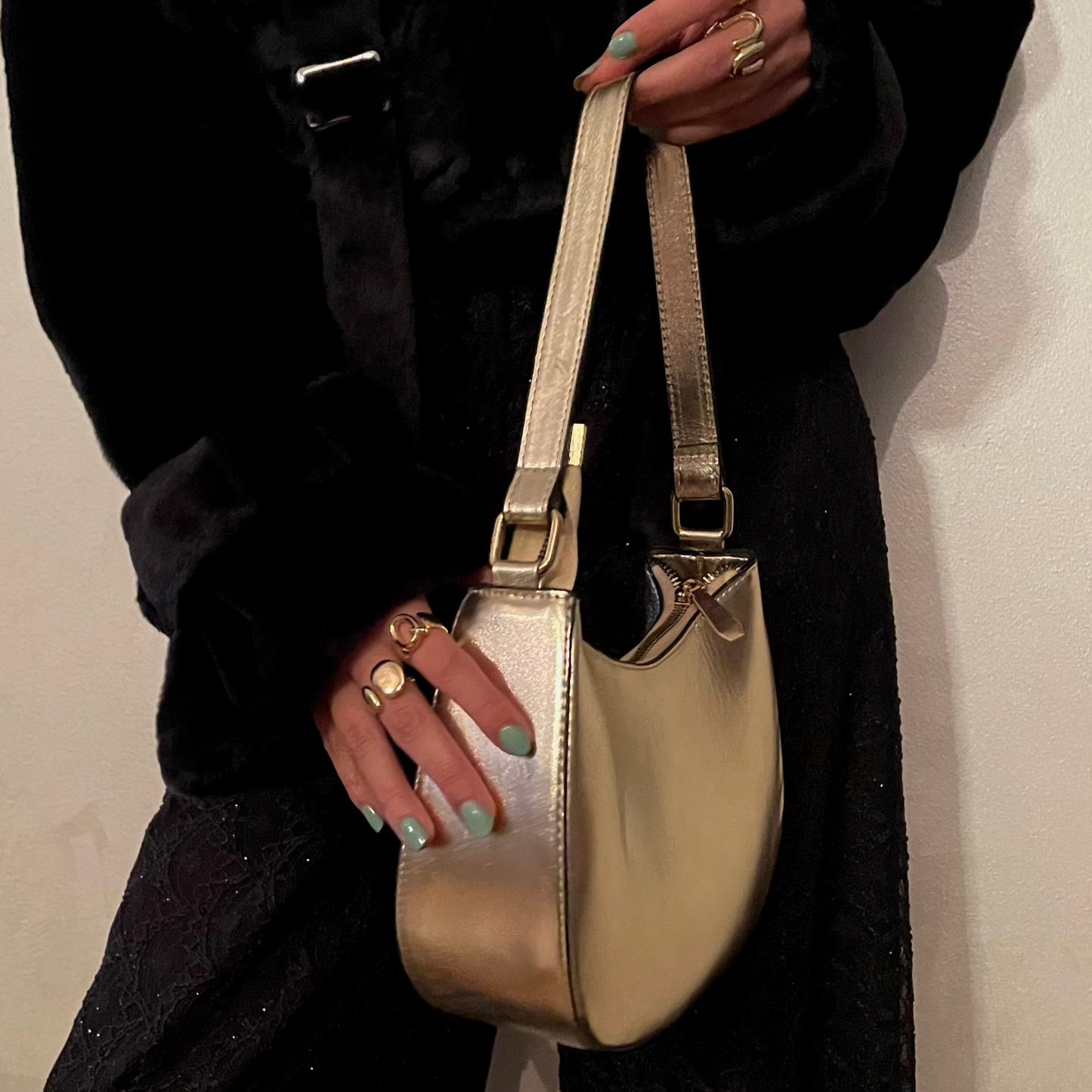 Brilliant Gold Metallic shoulder bag